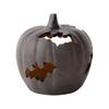 Dekoracja Festiwalowa Jesienna, Dynia Halloweenowa Figurka Żywiczna, Nietoperz Wycinany Lampion z Wewnętrznymi Zewnętrznymi Akcesoriami Świątecznymi, Ciepłe Światło, Straszny Domowy Stół