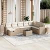 Vidaxl 9-Cz. Garden Furniture Set With Cushions, Beige, Poly Rattan
