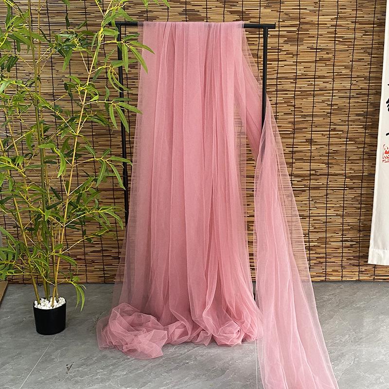 Light Pink Cherry Blossom Gauze Curtain with Pink Jade and Pink Bean Paste Highlights - Swiss Mosquito Net Yarn for Beauty Salon Ceiling.