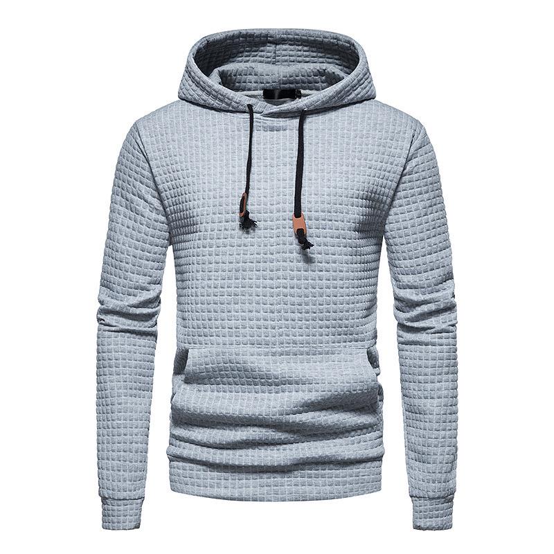 Autumn Winter Men's Jacquard Hoodie: European & American Style, Long Sleeve, Warm Color Sweatshirt