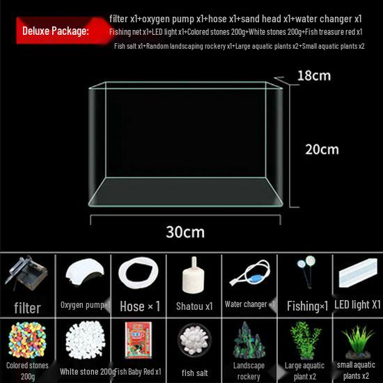 Mini Eco Fish Tank: Hot-Bent Glass, Desktop Goldfish Betta Aquarium, Water-Free Design for Living Room