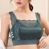 Women Fashion Breathable Wide Shoulder Straps V-shaped Beauty Back Anti Sagging Padded Sports Bra Lace Sweet Stitching Push Up Seamless Wireless Bra
