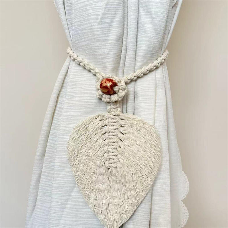 Curtain Holdback Braided Tie Back Holder Bohemian Home Decoration Handmade Curtain Tiebacks Macrame Tassel Leaf Shaped