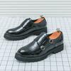 Fashion Brand Thick Soled Leather Shoes Double Button Loafers Slip On Oxford Classic Male Shoes Casual Men Formal Dress Business Shoes