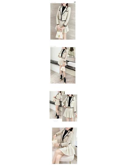 Chic Korean Style Two-Piece Pleated Skirt Suit for Women