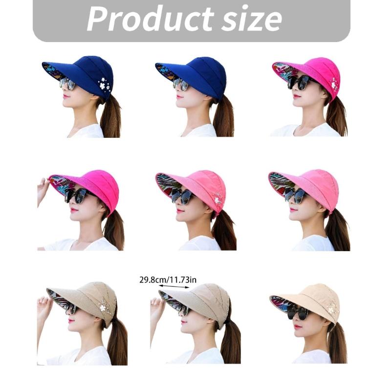 Breathable Open Top Sun Hat with Wraparound Sun Shade and Chin Cord for Hiking Fishing Travel and Summer Walks