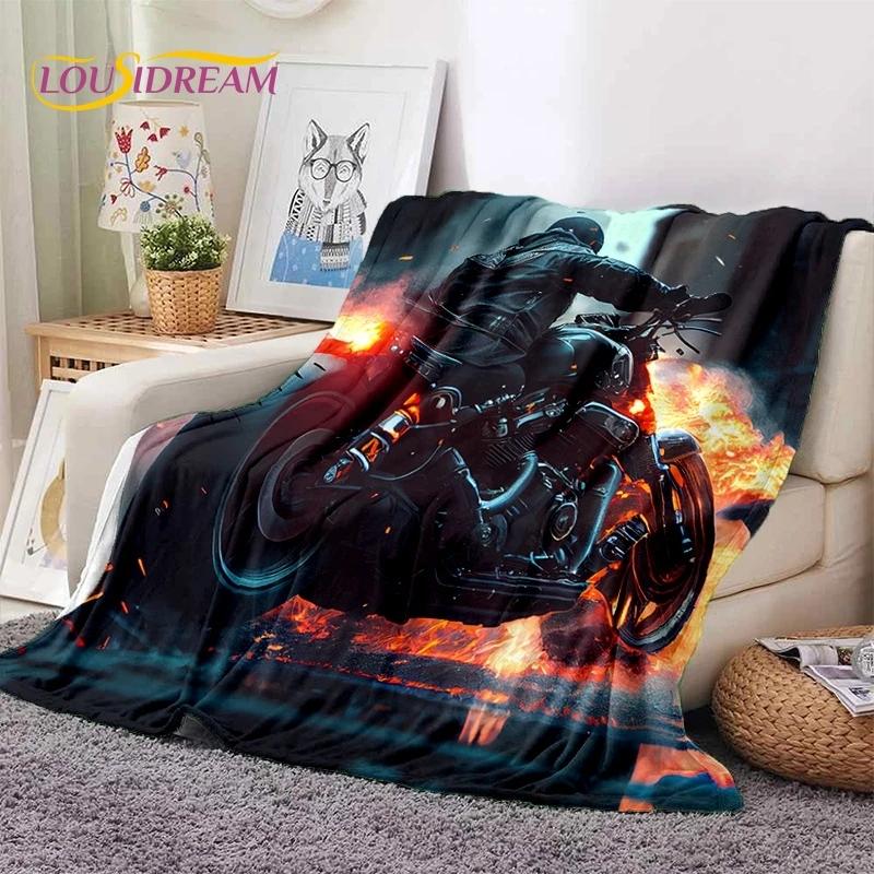 Motocross Modern Retro Motorcycle Soft Flannel Blanket for Bed Bedroom Sofa Picnic,Throw Blanket for Cover Outdoors Leisure Gift