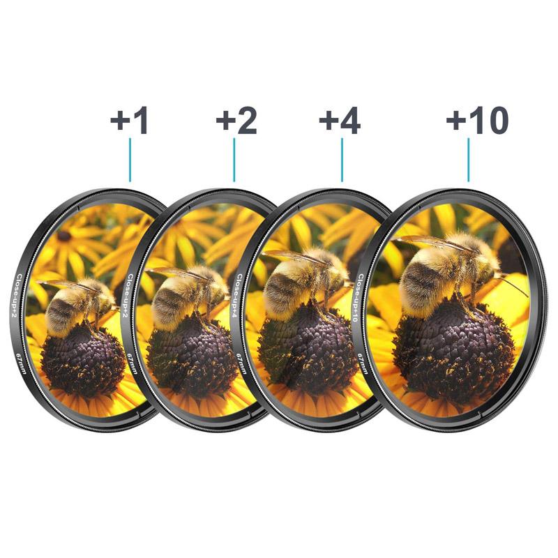 Close Up Macro Filter Kit with Carry Bag +1 +2 +4 +10 Close-UP 49 52 55 58 62 67 72 77mm for Canon Nikon Sony Camera 6