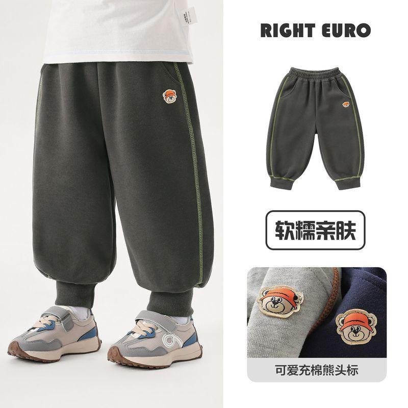 Right European Style Boys Pants Children s Bear Sports Long Pants 2026 New Children s Spring and Autumn Sweatpants Baby Casual Pants Charcoal Gray 110