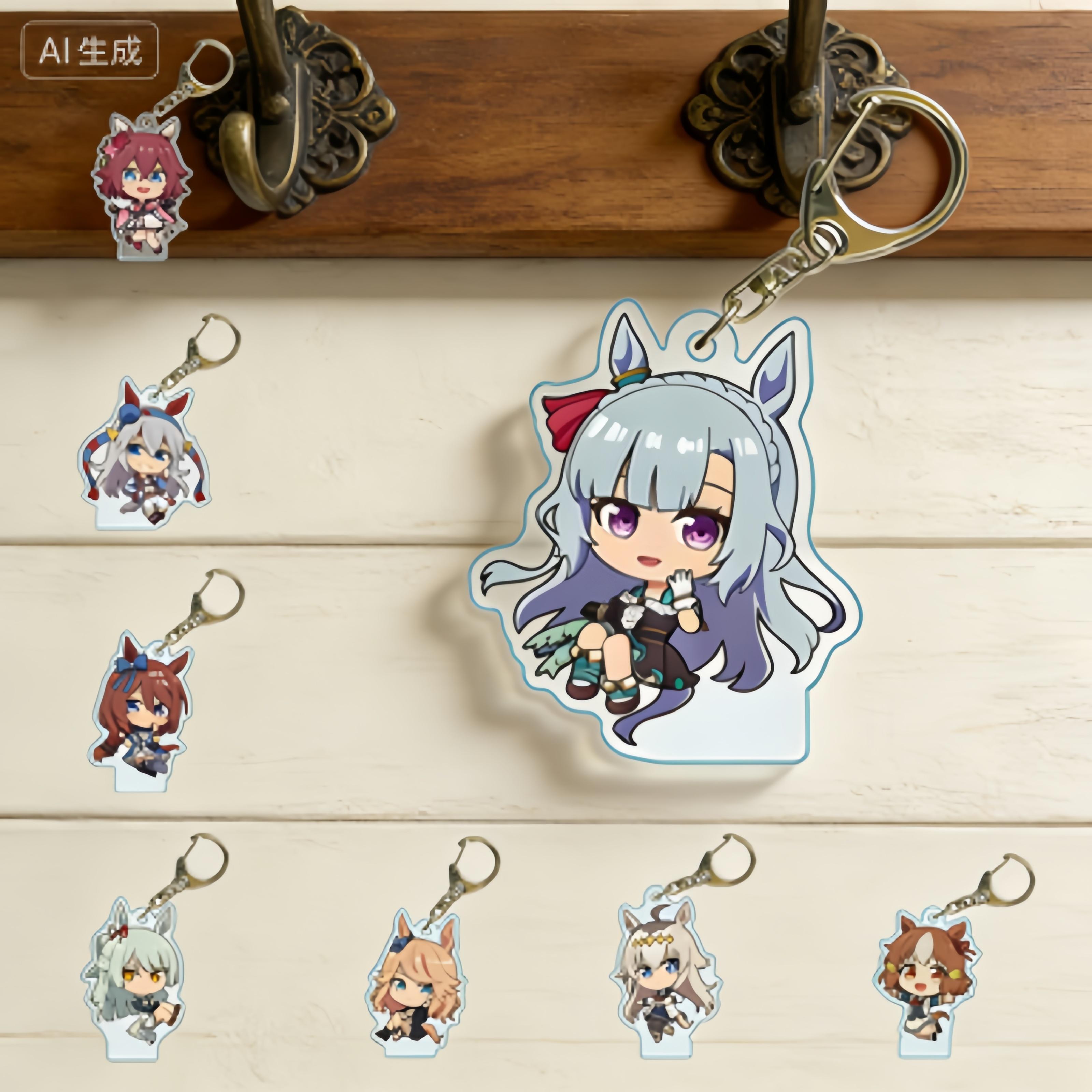 Chic Studio Unisex Light Wholesale Acrylic Stand Anime Uma Musume Pretty Derby Keychains Agnes Tachyon Dantsu Flame Agnes Tachyon Figure Gifts 6Cm