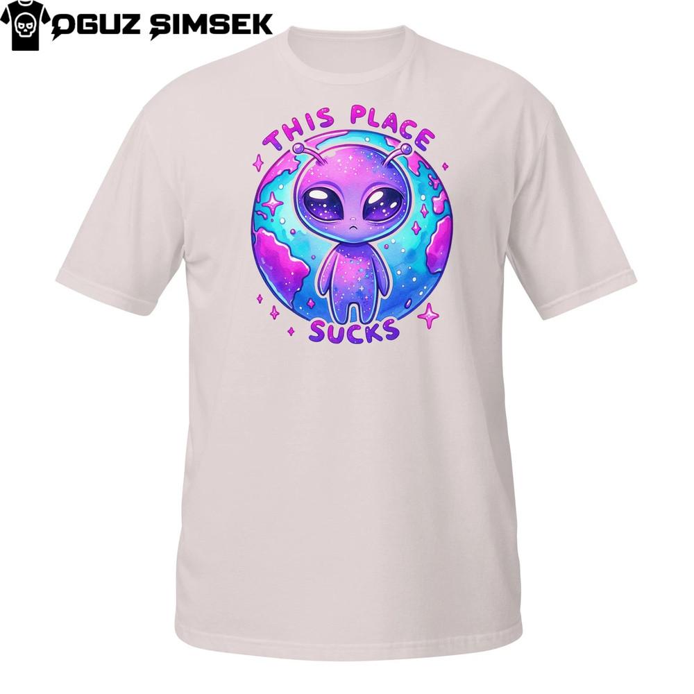 

Cute Alien Planet T-Shirt – Sad Kawaii Galaxy Visitor with Existential Energy M