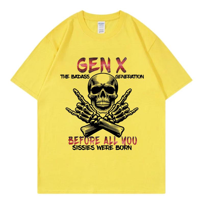 The Badass Generation Funny Skull Meme Tshirt Mens Women Gothic Vintage Short Sleeve Tshirts Fashion Casual Oversized T Shirt