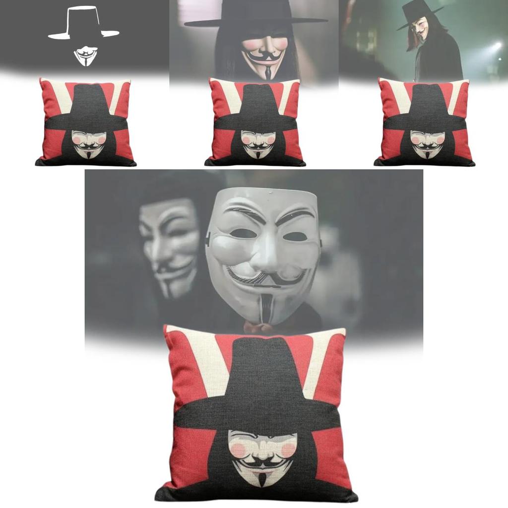 V For Vendetta Cartoon Throw Pillow Cover With Polyester Fabric For Living Room Decor