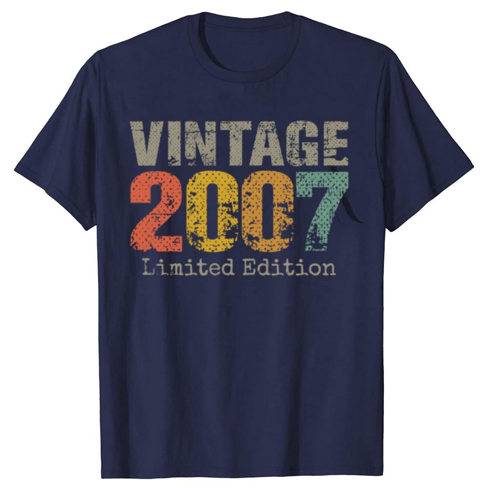 18 Year Old Gifts Vintage 2007 Limited Edition 18th Birthday T Shirts Streetwear Mens Fashion Casual Loose Oversized T Shirt