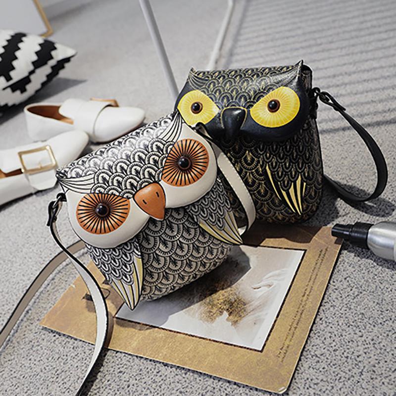 2025 European and American Retro PU Women's Shoulder Bag New Fashion Cat Bag Cartoon Owl Crossbody Bag Creative Coin Purse