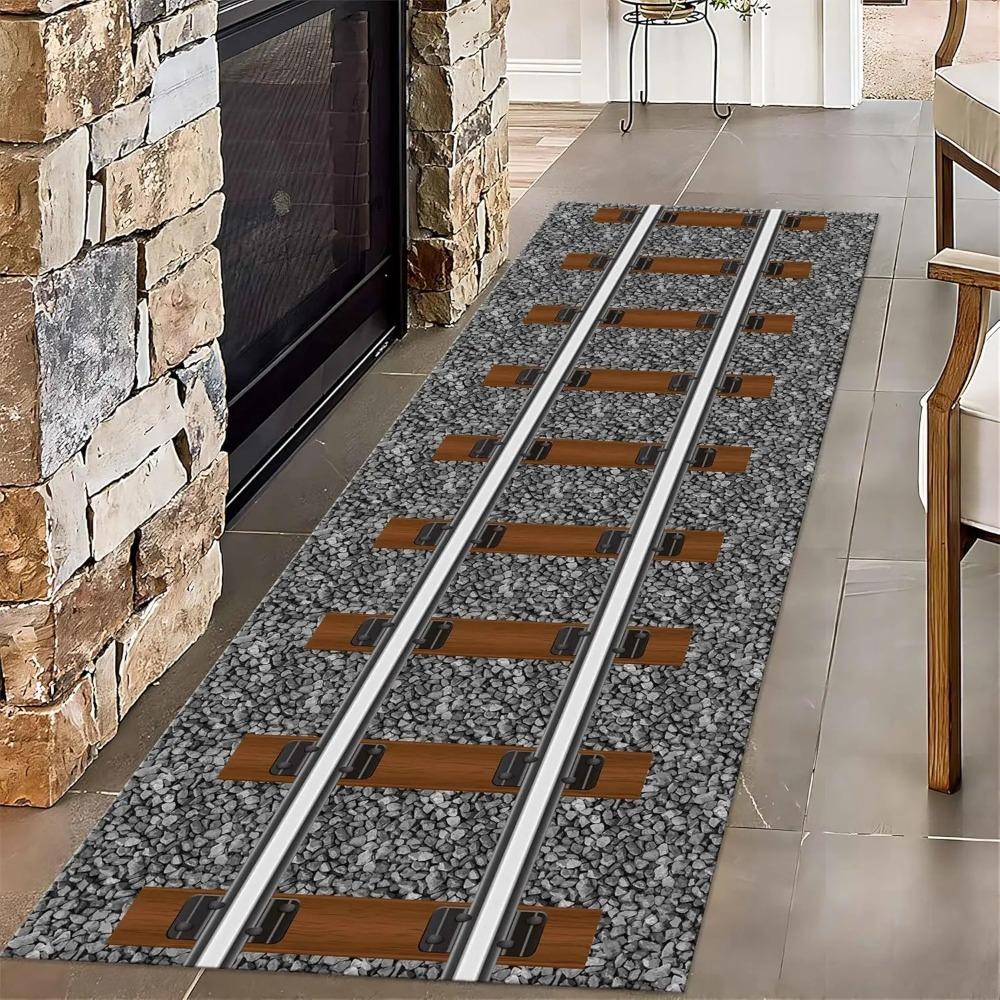 Kids Game Carpet Mat Rug Bowling Alley City Road Railway Track Design Home Decoration for Playroom Children Room Bedroom Decor