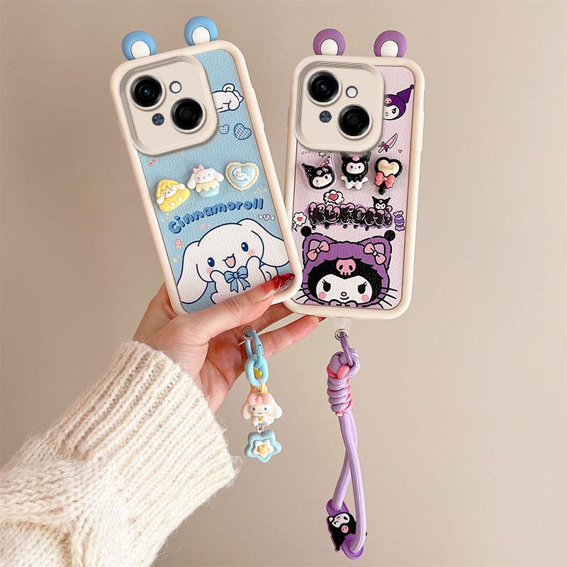 KEYSION Cute Ear 3D Cartoon Case for TECNO Spark Go 1 1S Go 2025 with Bracelet Silicone Shockproof Phone Cover for TECNO Pop 9 4G