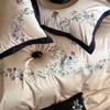 French Hepburn Style Simple Embroidery Bedding Four-piece Light Luxury Bed Sheet Pillowcase