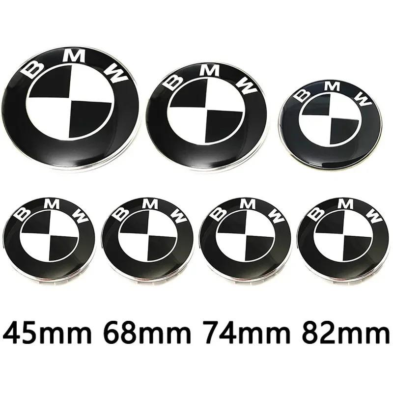 7pcs Front Hood Emblem New Type Logo 82mm+Rear Badge 82mm+Wheel Hub Cap 68mm+Steering Wheel Sticker 45mm for All for BMW