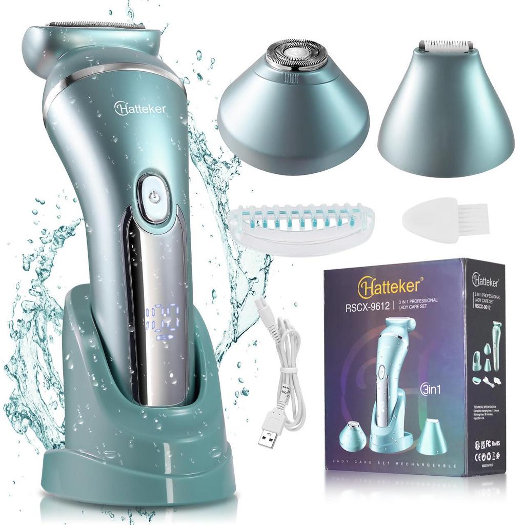HATTEKER Electric Razors For Women Bikini Trimmer Face Shavers Hair Removal For Underarms Legs Lady Body Trimmer IPX7 Waterproof Trimmer