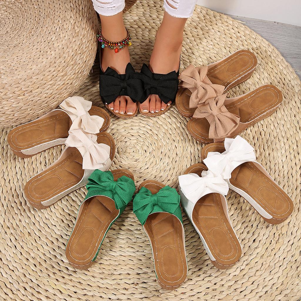 Fashion Women's Fashion Butterfly Slippers Comfortable Platform Flat Soled Outdoor Glitter Lightweight Comfortable Casual Bow Sandals