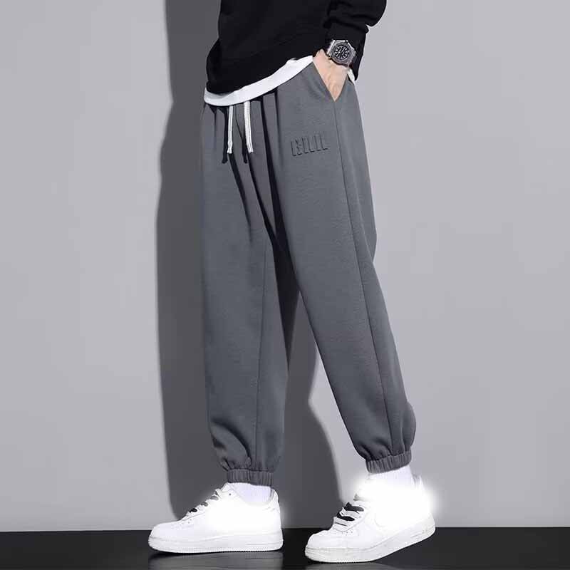 Men's Straight Sweatpants Wide Leg Cotton Track Pants Drawstring Letter Sports Baggy Pants Casual Long Trousers Big Size 5XL
