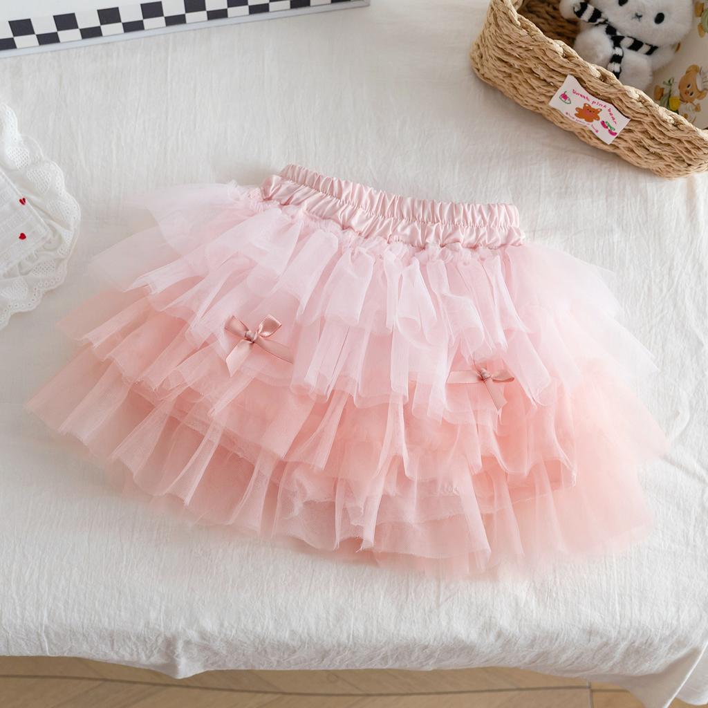 Girls Summer Pink Short Sleeve Sweet Outfit Set With Stylish Tulle Tutu Skirt Two Piece Clothing For Kids