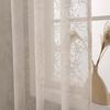 White French Tree Sheer Curtains Beige Linen Textured Curtains 84 Inch Long 1 Panels for Living Room