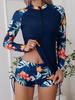 European & American Zippered Two-Piece Long Sleeve Split Swimsuit