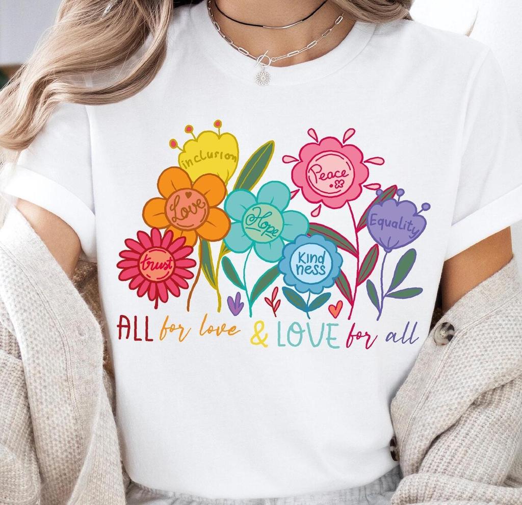Peace And Kindness Are Always Beautiful T Shirt Girls Harajuku Kawaii Clothes Summer Fashion TShirt Women Casual Tshirt Femme