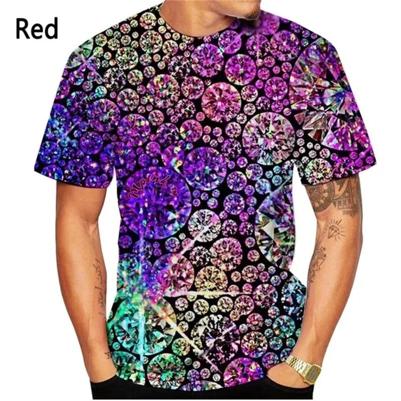 Ny Mote 3d-trykt Paljettmønster T-skjorte Menn's Og Kvinner's Sommer Hverdagskort Erme Glitterfarge