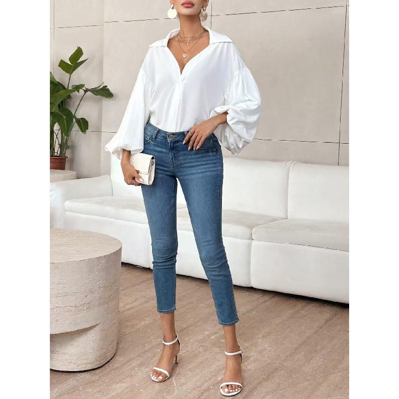 2026 New Fashion Casual Women's Polka Dot Loose Bubble Long Sleeve Loose Top