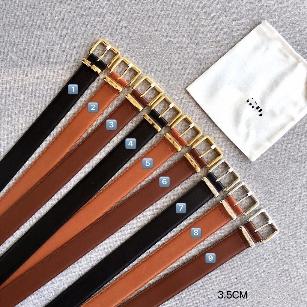 New 3.5cm high-quality first-layer cowhide MIU belt decorative buckle with jacket pants leather belt