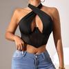 European Style Women's Mesh Patchwork Strappy Halter Bra Tank Top