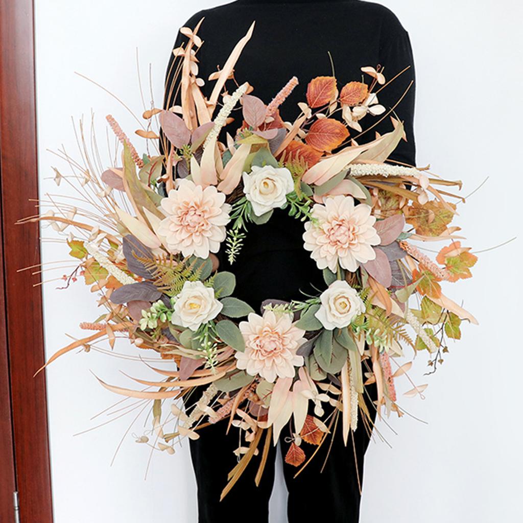 Lifelike Silk Flower Wreath with Foliage Charming Artificial Flower Wreath Adornment for Festive Celebrations or Events