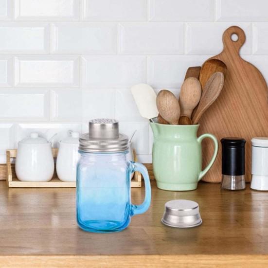 Mason Jar Shaker Lids Stainless Steel Seasoning Shaker Tops for Sugar