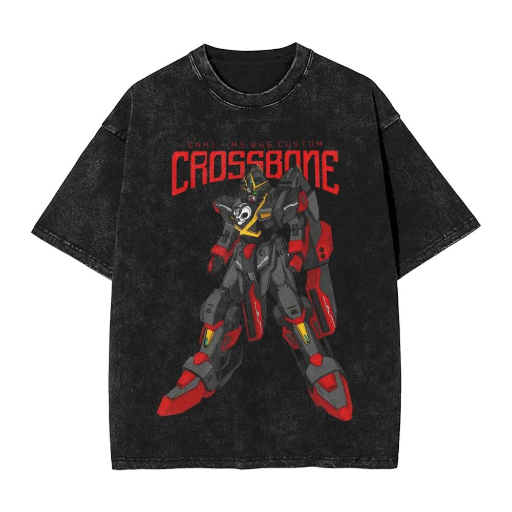 Y2k Kleidung Gundam Grafik T-Shirts Mann Sommer Trendig Lässig Kurzarm T-Shirt Damen Vintage Gewaschene Baumwolle Fitnesskleidung Oberteile