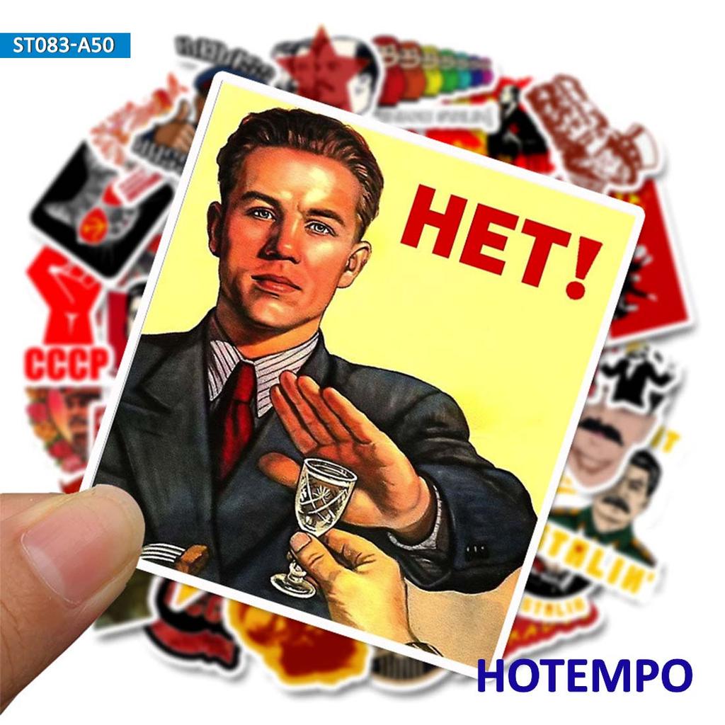 50Pcs Stalin Ussr Cccp Retro Slogan Cool Funny Stickers For Phone Laptop Notebook Luggage Guitar Skateboard Bmx Bike Car Sticker