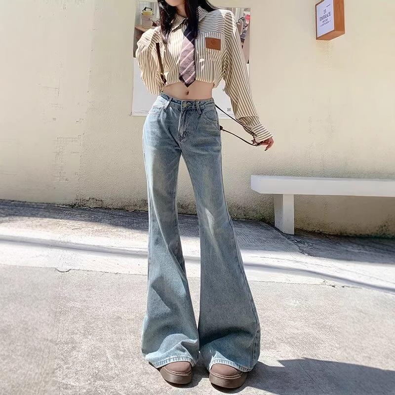 

American Spicy Girl Low-Waisted Micro-Flare Jeans - Slimming & Tall-Enhancing Body-Hugging Pants for Women, New for Spring/Autumn 2024. Extra Large