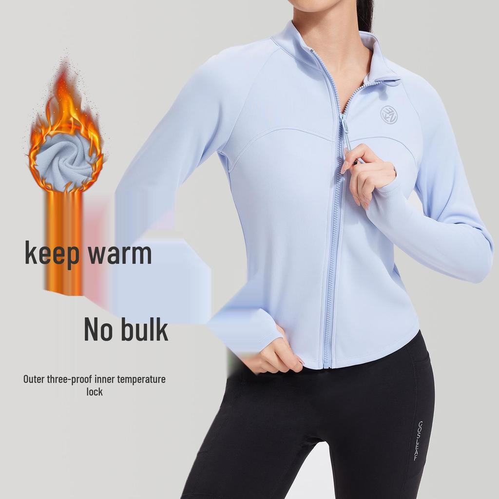 Women's Autumn & Winter Plus Velvet Sports Hoodie: Long Sleeve, Zip-Up, Outdoor Fitness, Quick-Dry, Slim Fit Yoga Jacket