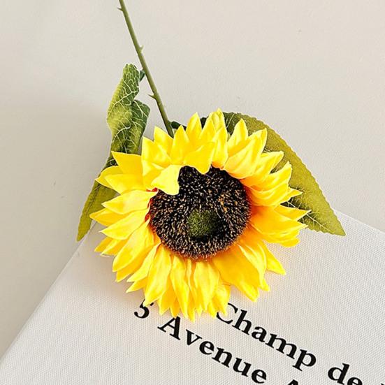 Artificial Flowers Realistic Sunflower Bouquet for Home Decoration UV-Resistant Fade-Free Adjustable Stem Living Room Bedroom Wedding Photo Props