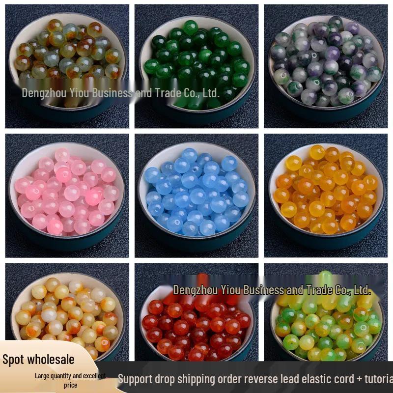 

Многоцветные бусины из халцедона: Круглый аксессуар для браслета/ожерелья «С цветочным узором», сделай сам 4mm