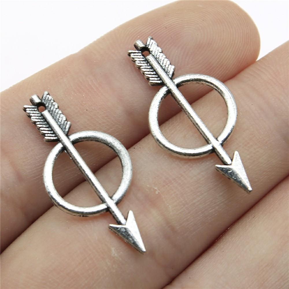 20pcs Arrow Charms Tibetan Bronze Silver Color Pendants Antique Jewelry Making DIY Handmade Craft