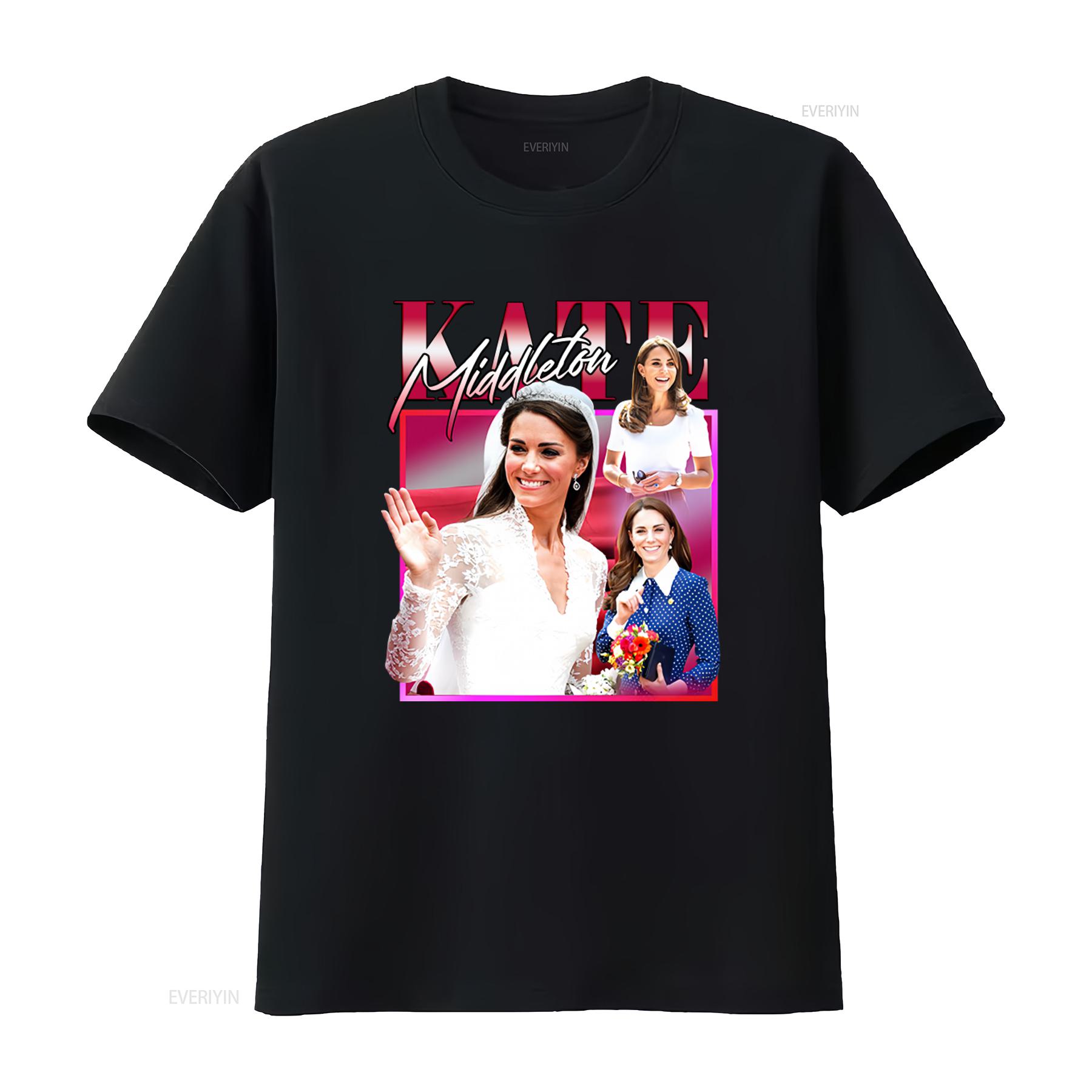 

KATE MIDDLETON Homage T Shirt Retro Design For Royal Family Fans Perfect of the British Royalty vintage Washed Slightly Casual 4XL