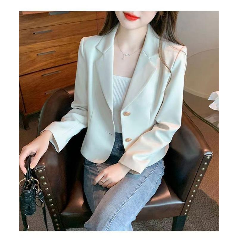 Spring Autumn Elegant Fashion Solid Color Cardigan Suit Women Temperament Blazers Female Outwear Coat Top