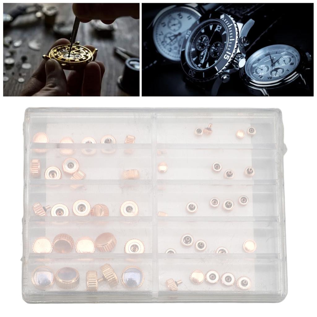 50PCS Watch Crown Adjust Time   Lifespan High Hardness Mixed Set Metal Replacement Watch Crown