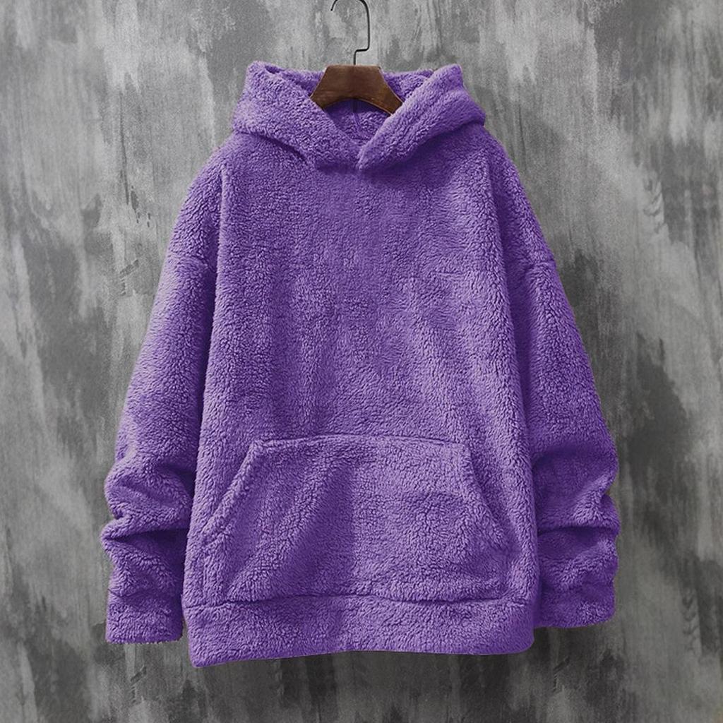 European Style Slim Fit Men's Coral Fleece Hooded Sweatshirt for Autumn and Winter