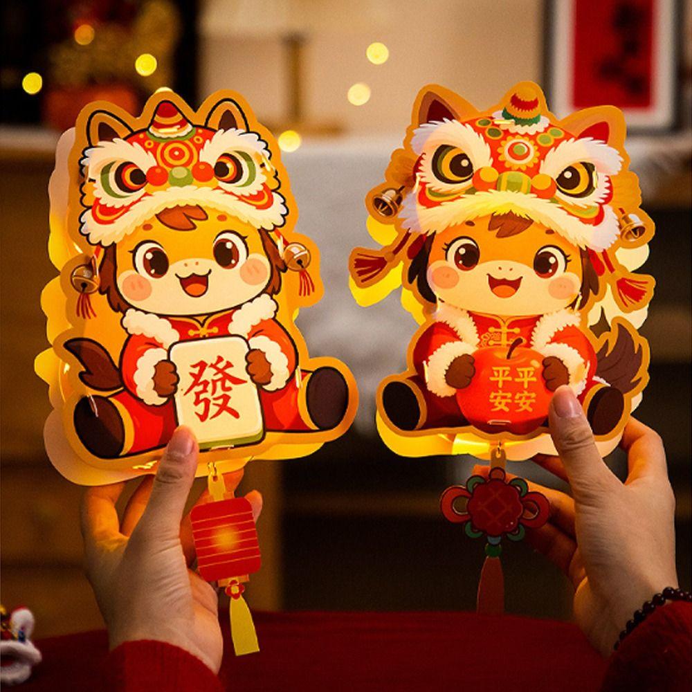 Traditional 2026 Horse Year Lantern Cartoon Handheld Luminous Lantern  Children Activity