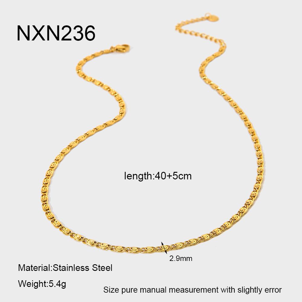 Hot Sale 18k Gold Plated Back Plain Chain Stainless Steel Bracelet Necklace Fashion Versatile Stacked Jewelry Set