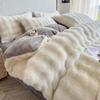 Winter Bubble Rabbit Fleece Four-piece Set Milk Fleece Thickened Flannel Warm Coral Fleece Quilt Cover